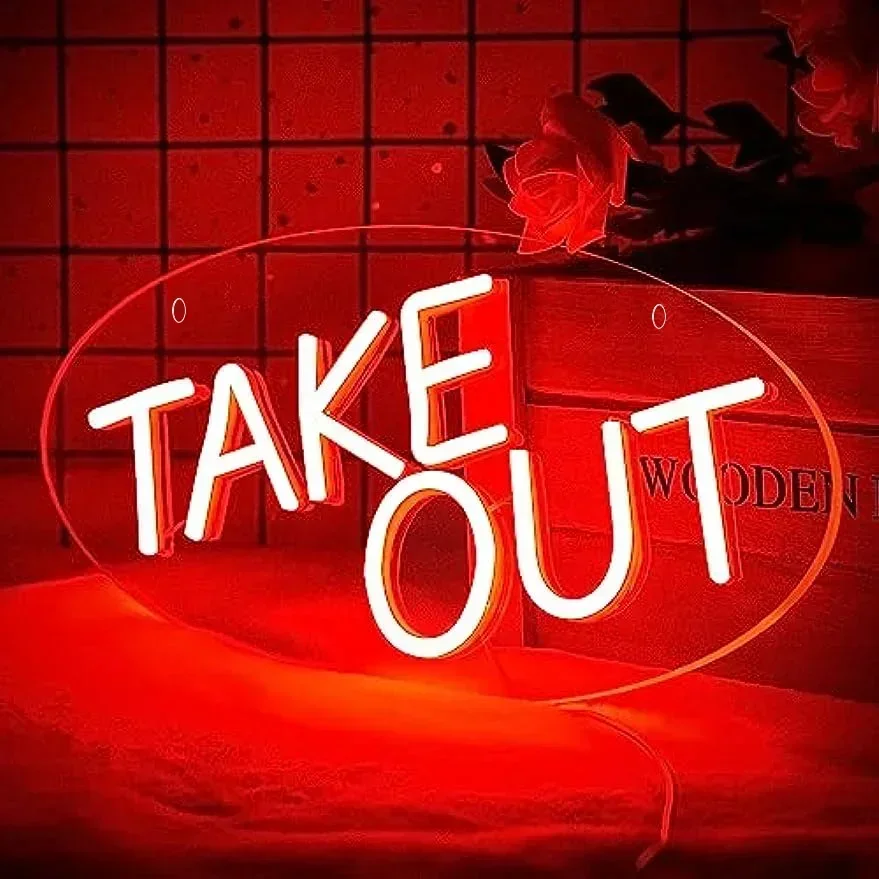 Take Out Neon Sign Bar Neon Light Sign for Store Bar Pub Home Wall Hanging Party Decoration Bedroom Decor Birthday Party Gift