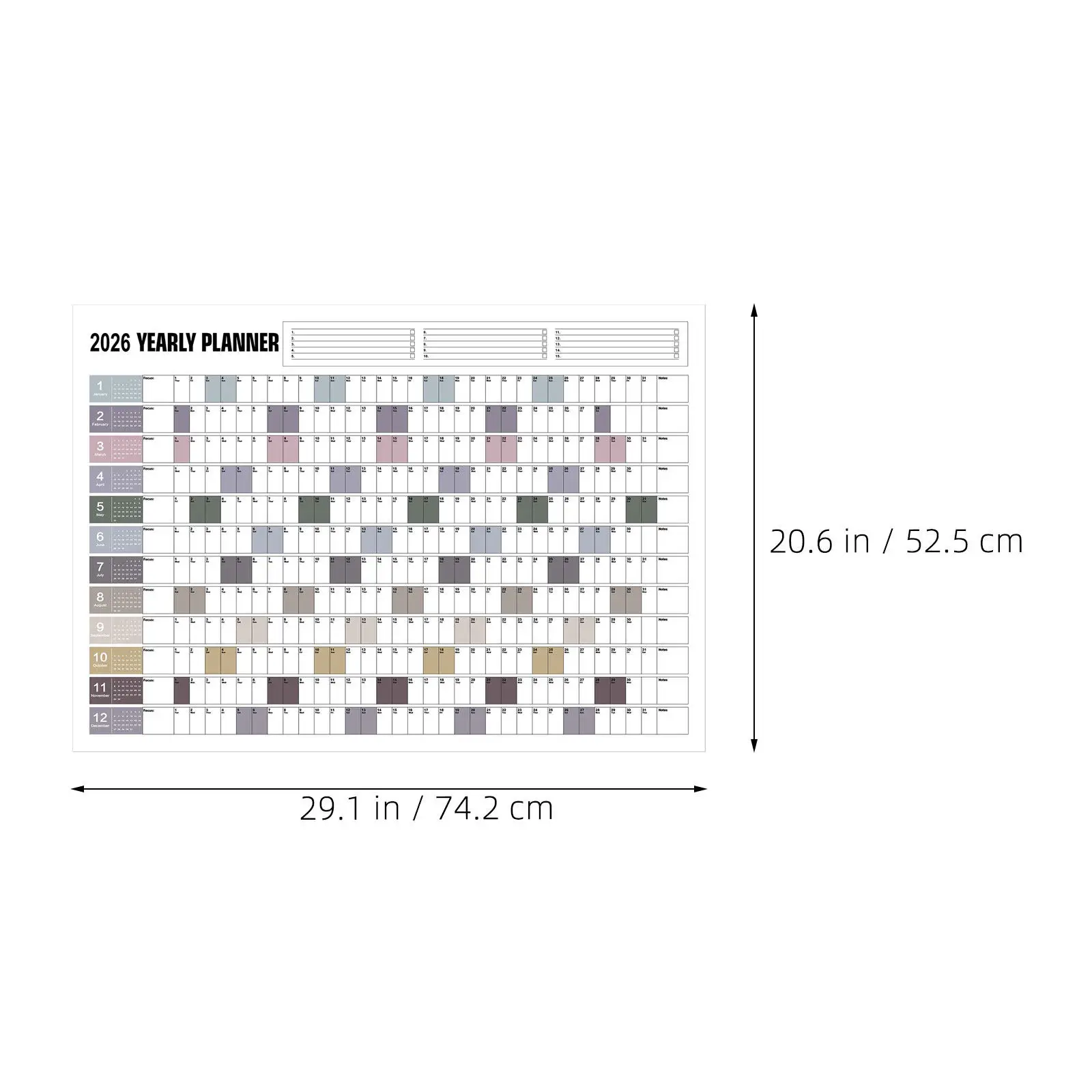 2026 Annual Wall Calendar Huge Print Large Format Full Year Monthly Planner Paper Surface for Work Home Family Planning