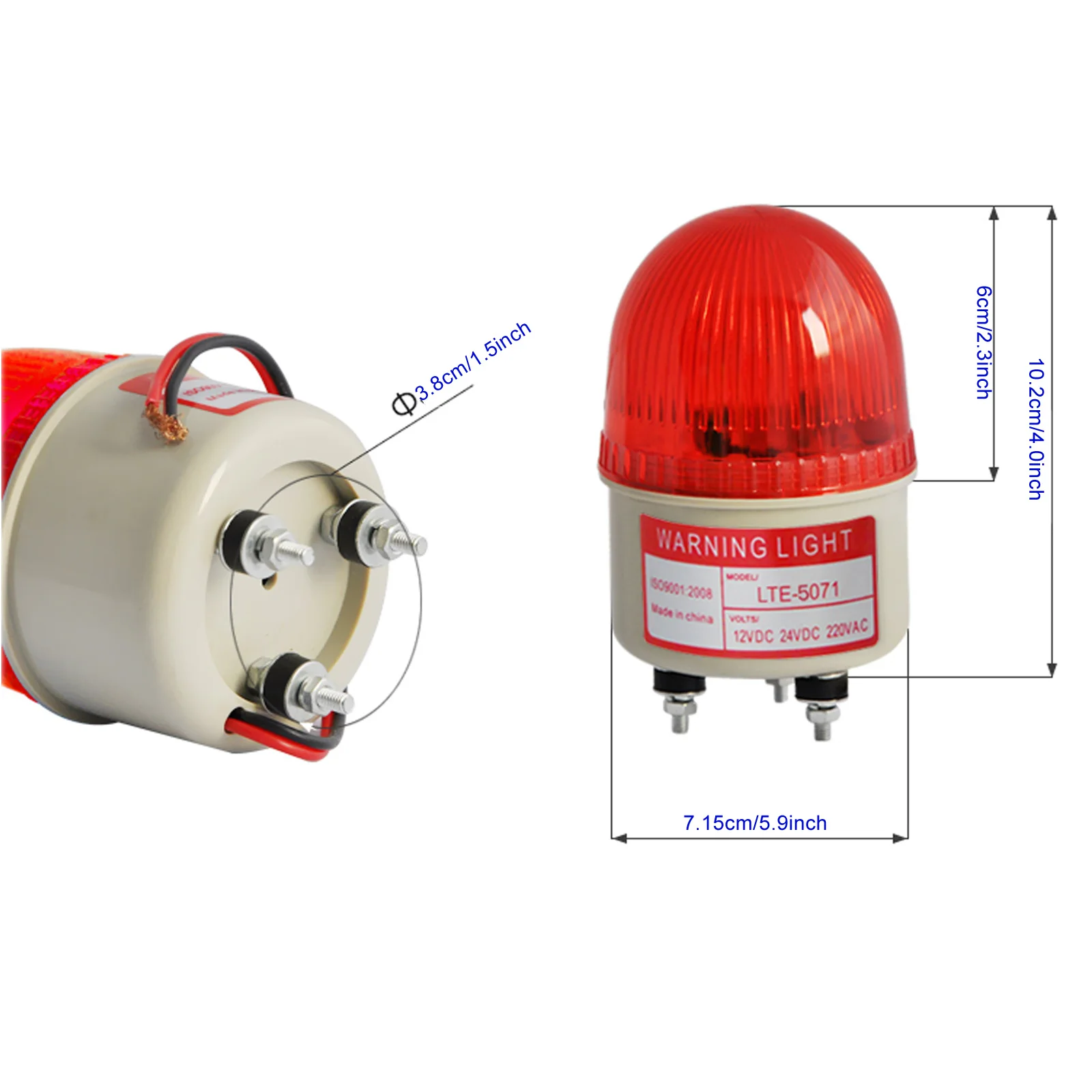 Luce stroboscopica con luce di segnalazione lampeggiante di emergenza a LED inferiore a bullone per fabbriche, officine, attrezzature 2 pezzi LTE-5071