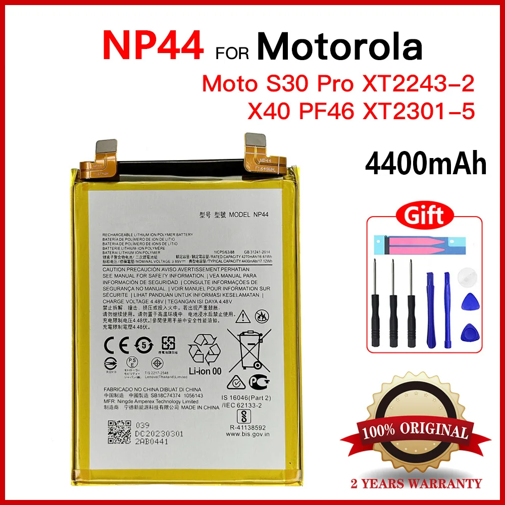 Genuine New High Quality NP44 Battery For Motorola S30 Pro Battery MOTO XT2243-2 New NP44 4400mah Batteria Batteries+Free Tools