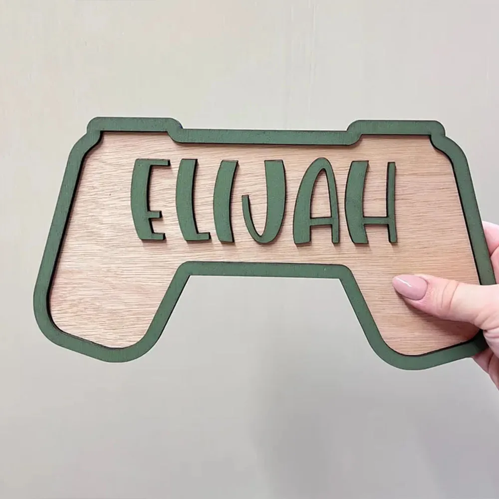 شعار باب لوحة الألعاب المخصص ماركة اللقب الخشبي - ديكور غرفة نوم قابل للتخصيص للأولاد والبنات، غرفة ألعاب متينة