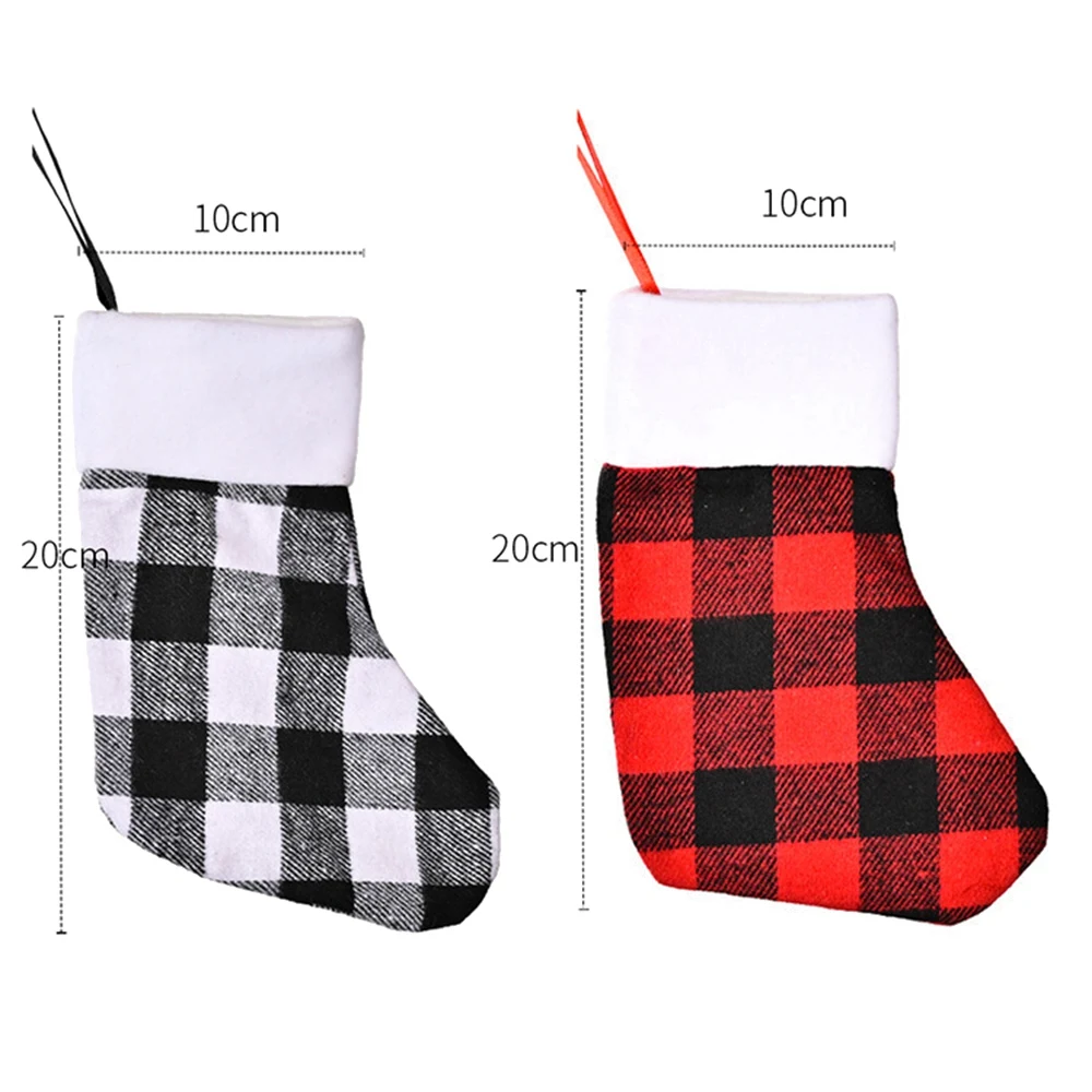 Christmas Stockings-4 Pack Buffalo Plaid Christmas Stocking for Family Xmas Holiday Party Decoration, S(Red and Black)