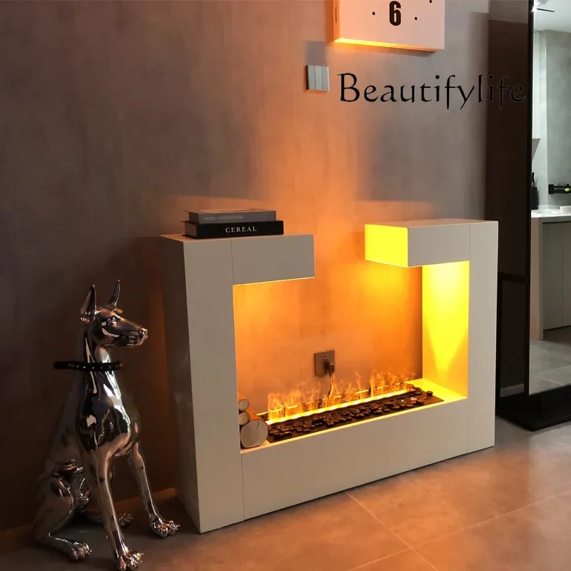 X36 French Cream White Fireplace Decorative Cabinet Post-modern Simple 3D Atomizing Furnace Core Multi-function