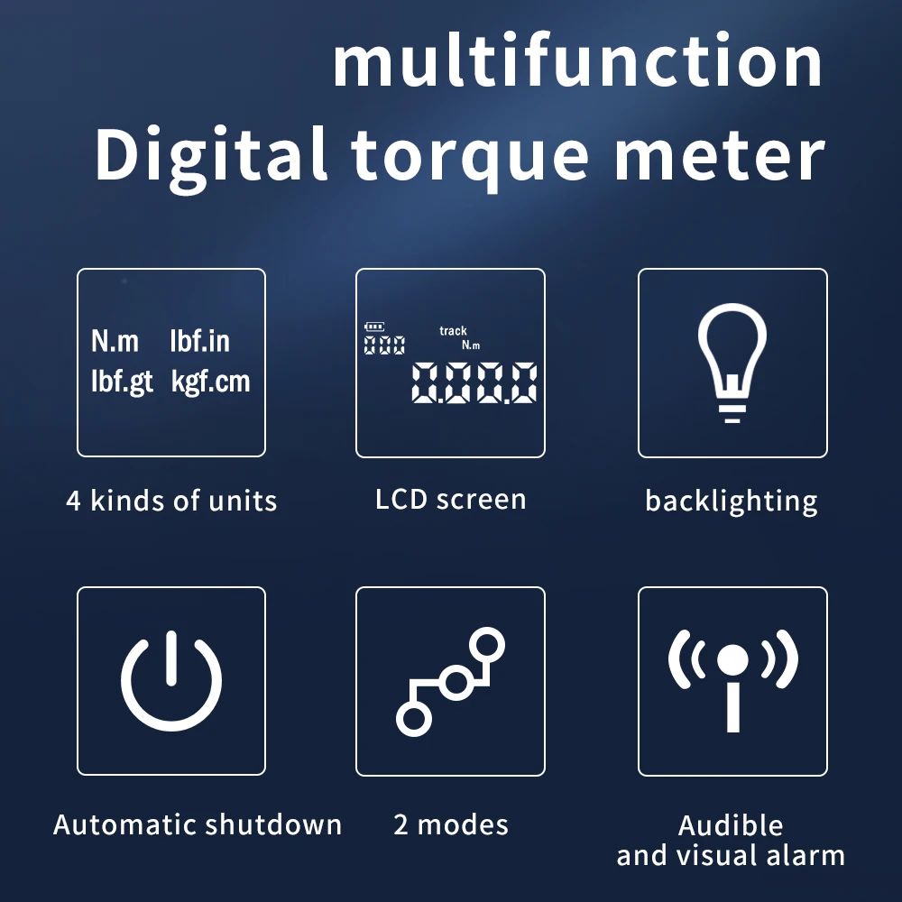 4-135N.m Digital Torque Gauge Adjustable Torque Meter kgf.cm N.m Ibf.ft Ibf.in Torque Wrench Adapter Repair Tool for Car Bicycle