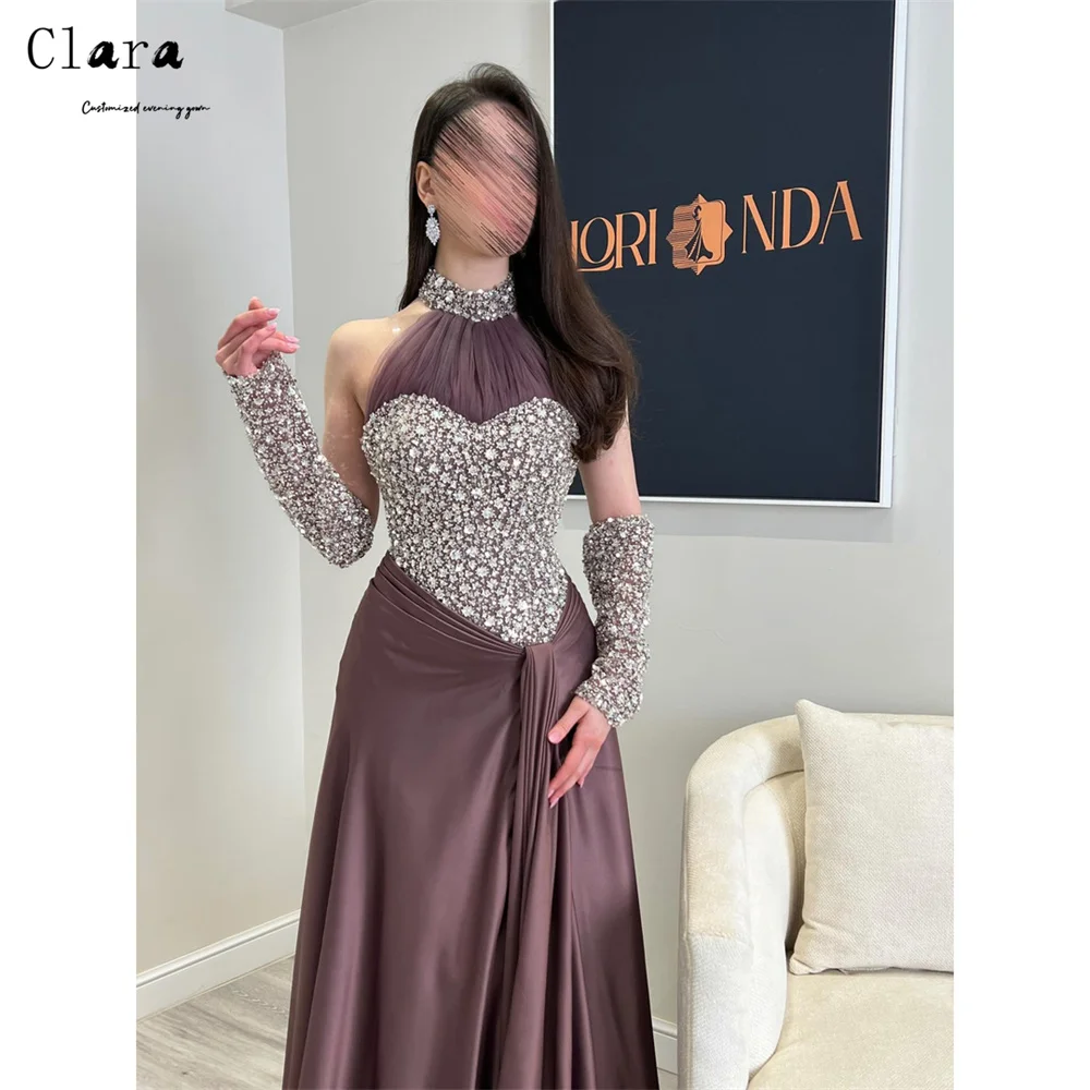 Clara Maßgeschneidertes Glänzendes Schulterfreies Bodenlange Rückenfreie Elegante Hochzeits-Abendkleid für Events Abendkleider Damen Hochzeitsgäste