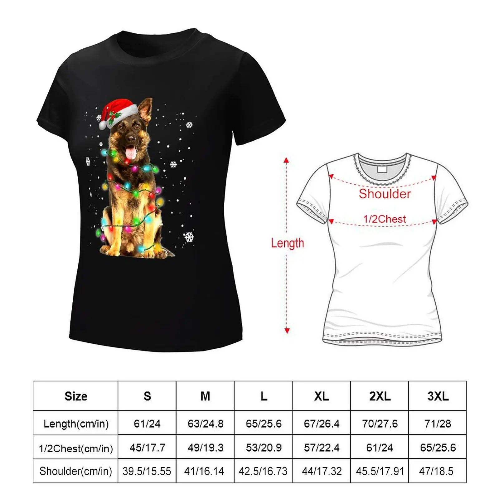 German Shepherd Dog Tree Christmas Sweater Xmas Dogs T-Shirt tops oversized womans clothing