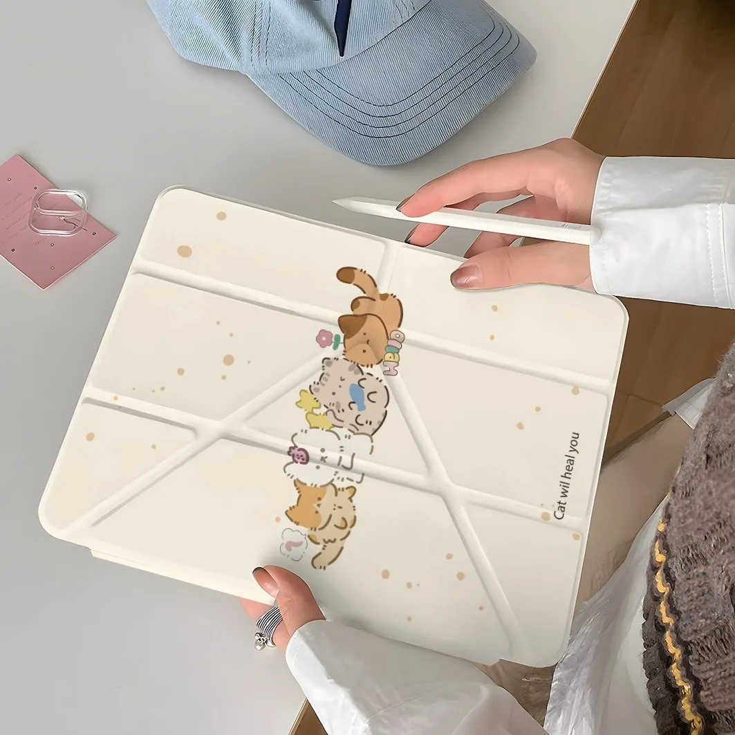 Hello Cat Pen Slot Tablet Case For Mini 7 6 iPad Pro 2024 2022 2021 2020 2019 2018 2017 11 10 9 8 7 6 5 Air7 6 5 4 3 2 1 Cover 3