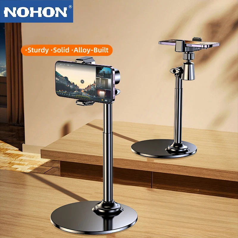 NOHON Adjustable Desktop Mobile Phone Holder Live Streaming Stand Video Recording Overhead Phone Stand for iPhone Samsung Xiaomi
