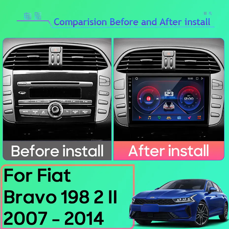 Android Car Stereo For Fiat Bravo 198 2 II 2007 - 2014 Auto Radio Carplay GPS Multimedia Player CPU Navigation Wifi No 2din DVD