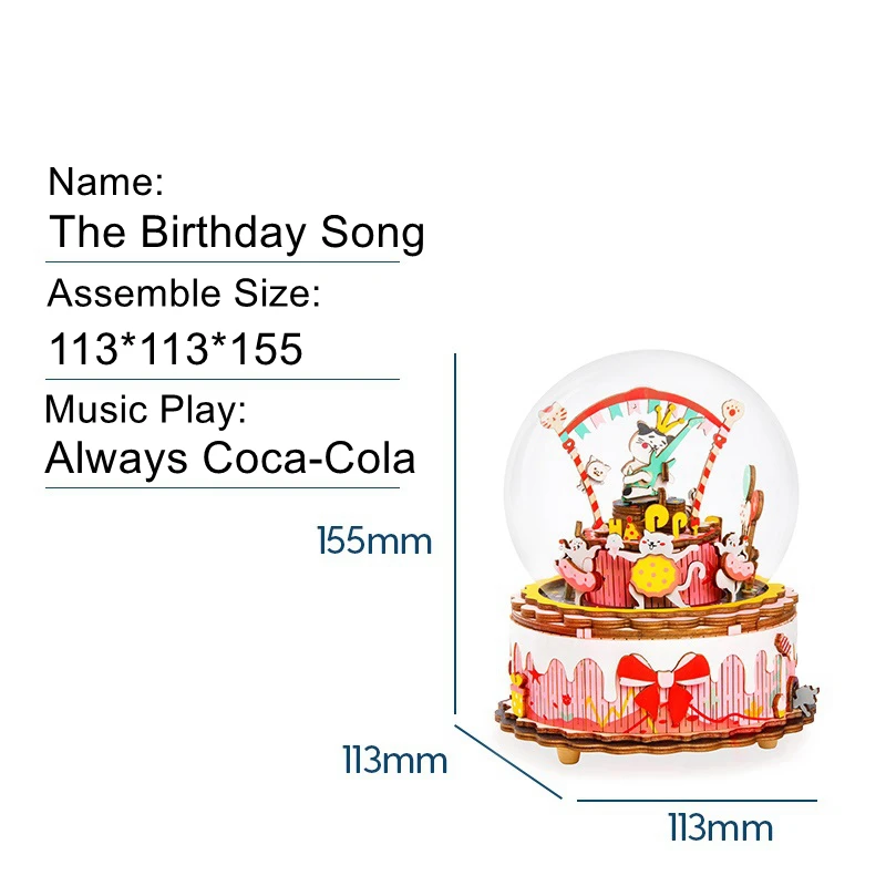 Kids Educational Toys DIY Birthday Song 3D Puzzle Game Assembly Moveable Music Box Toy Christmas Birthday Gifts Room Decoration