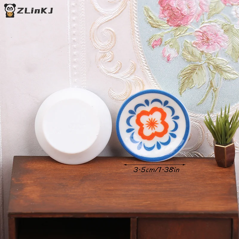 ▶ 5 قطعة 1:12 دمية محاكاة أطباق بورسلين أزرق أبيض دمية المطبخ الديكور دمى اكسسوارات المنزل #5