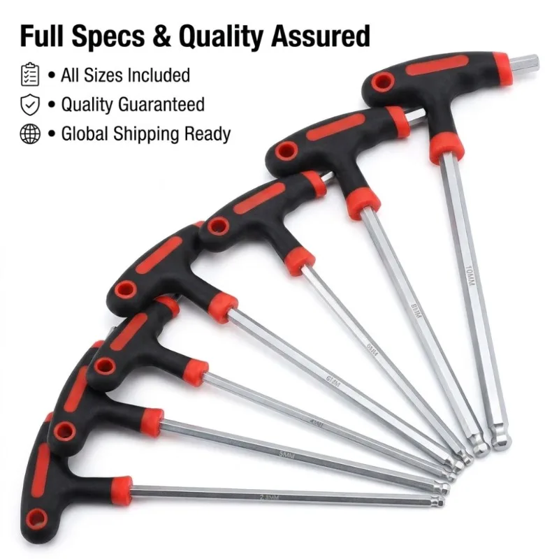 2/2.5/3/4/5/6/8/10mm Ball/Flat Head Hex Key Allen Wrench Hand Tool Universal Quick Snap Adapter Chrome Vanadium Steel Hexagonal