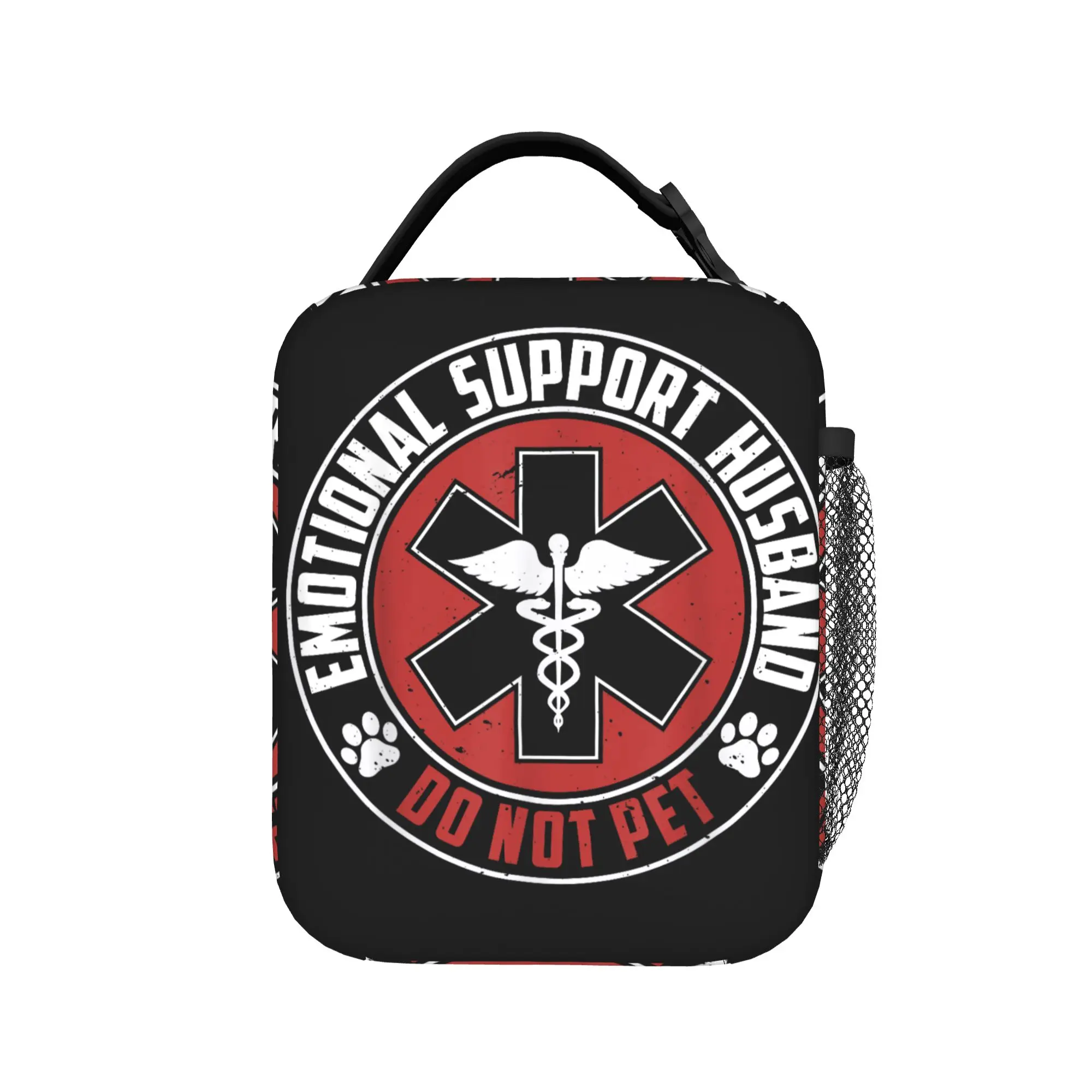 Emotional Support Husband Do Not Pet Couples Lunch Bag Portable Insulated Lunch Box Cooler Bag Oxford Thermal Tote Handbags