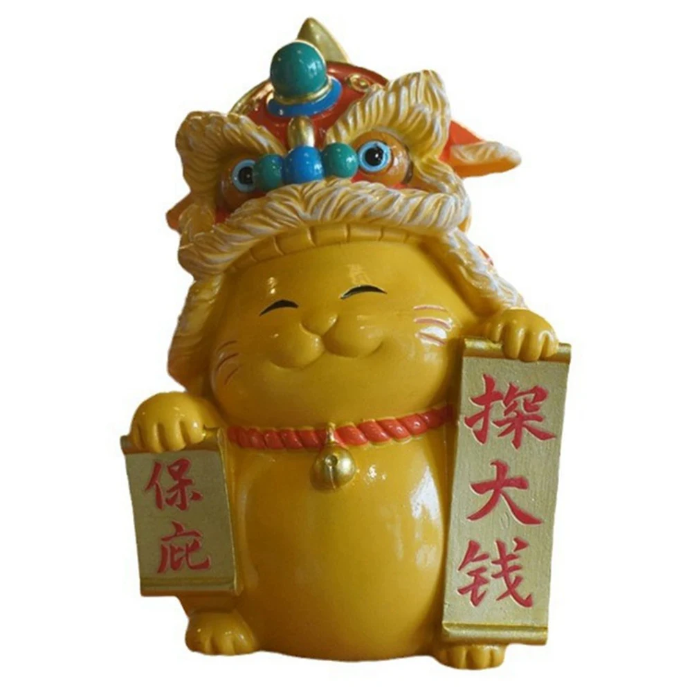 Small Xingshi Zhaocai Cat Home Decor Resin Crafts Opening Moving Gift Office Desktop Creative Decoration Figurines Statues Decor