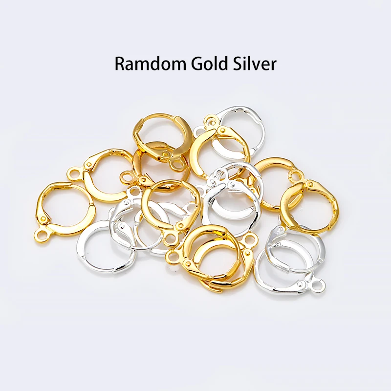 20Set/Lot 14*12mm Copper French Lever Earring Hooks Circle Earring HooksWire Ear Clasp Settings For DIY Jewelry Making Supplies
