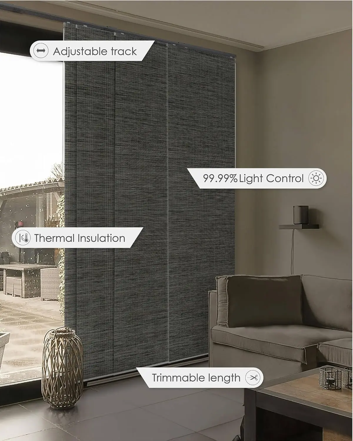 New 99.99% Blackout Adjustable Sliding Vertical Blinds 45.8