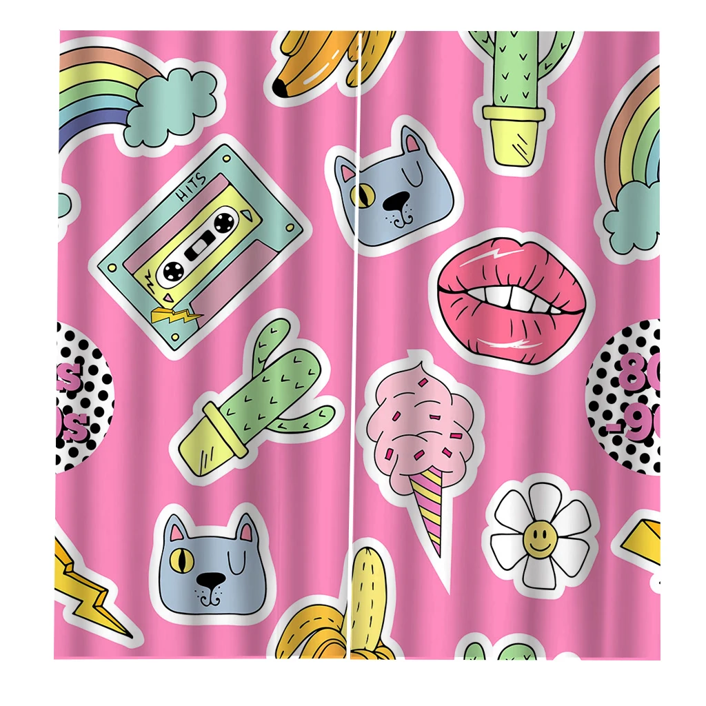 sexy lips Home Living Room Bedroom Blackout Curtains Perforated Dustproof  Balcony Screen Christmas Gifts