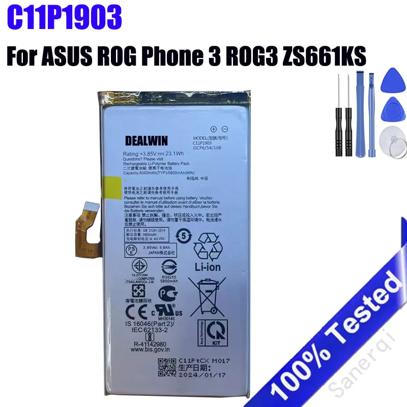 10PCS / LOT 6000mAh /23.1Wh C11P1903 Battery For ASUS ROG Phone 3 ROG3 ZS661KS Batteries Bateria