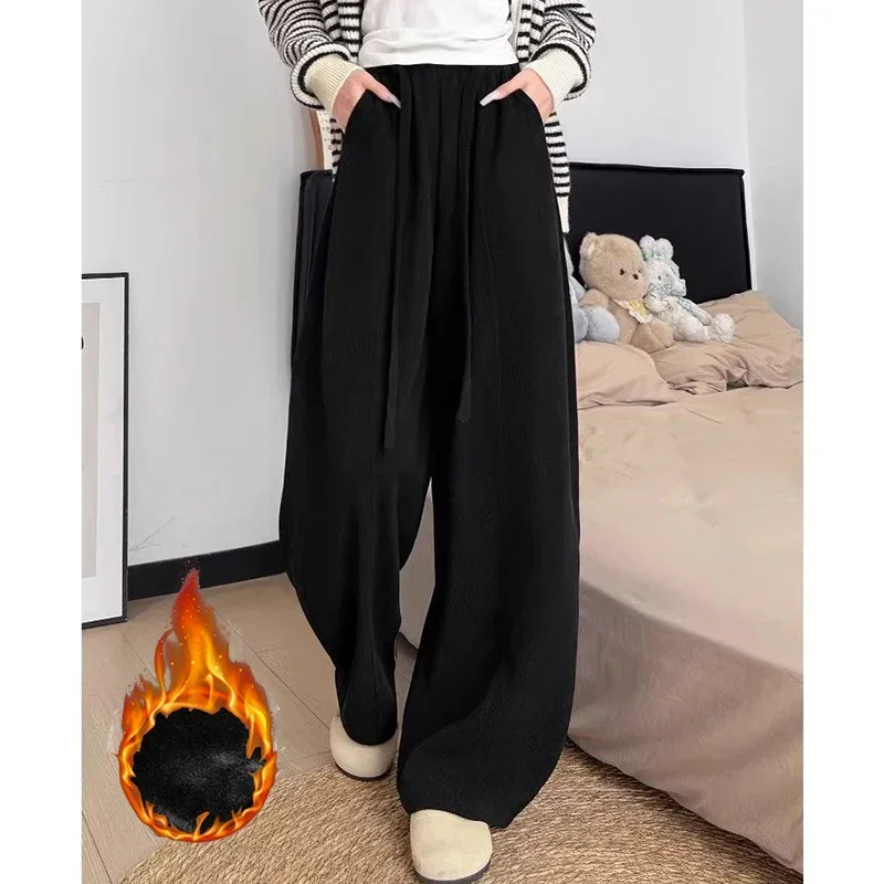 Winter-Jogginghose für Mädchen aus dünnem Fleece, modische, warme Plüsch-Freizeithose für Damen, hohe Taille, thermische Sweatpants für Mädchen – Detail 12