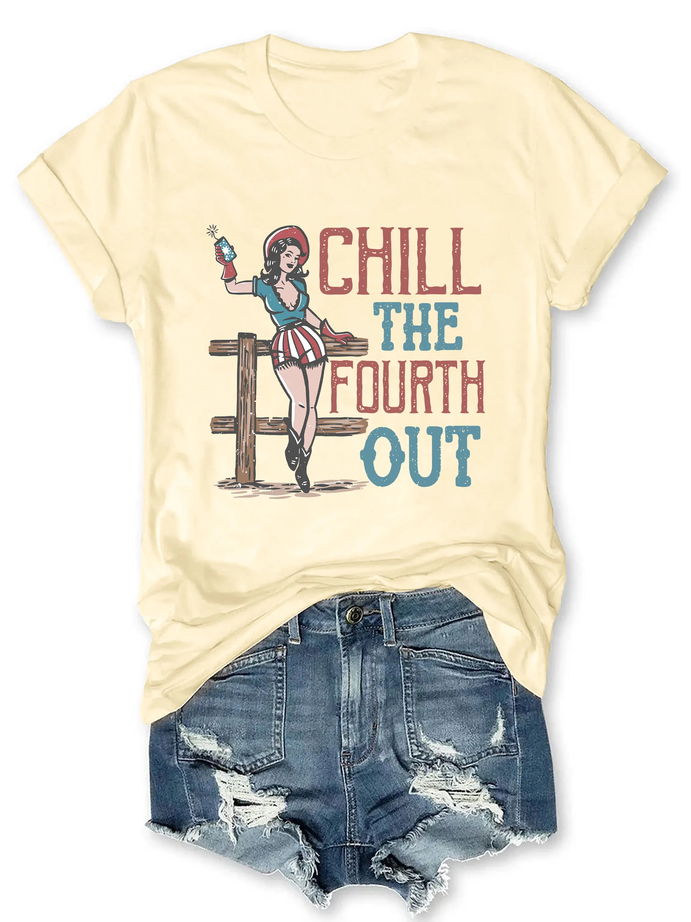 Chill The Fourth Out Shirt 4th Of July Shirt Cowgirl Shirt 4th of July Gift Independence Day Tshirt July 4th Tees