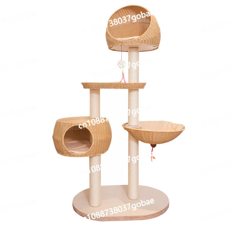 

Multi-layer solid wood woven nest, large rattan cat climbing frame