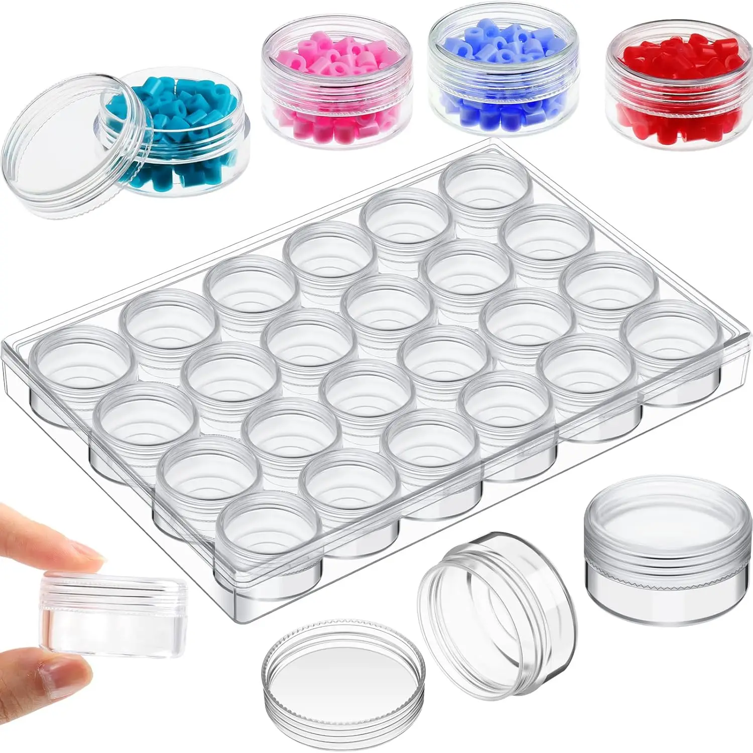 

Clear Plastic Bead Organizer Box, 30 Grids Small Storage Jars with Lids for Diamond Painting, DIY Jewelry, Seeds, 1.5x0.8 Inch