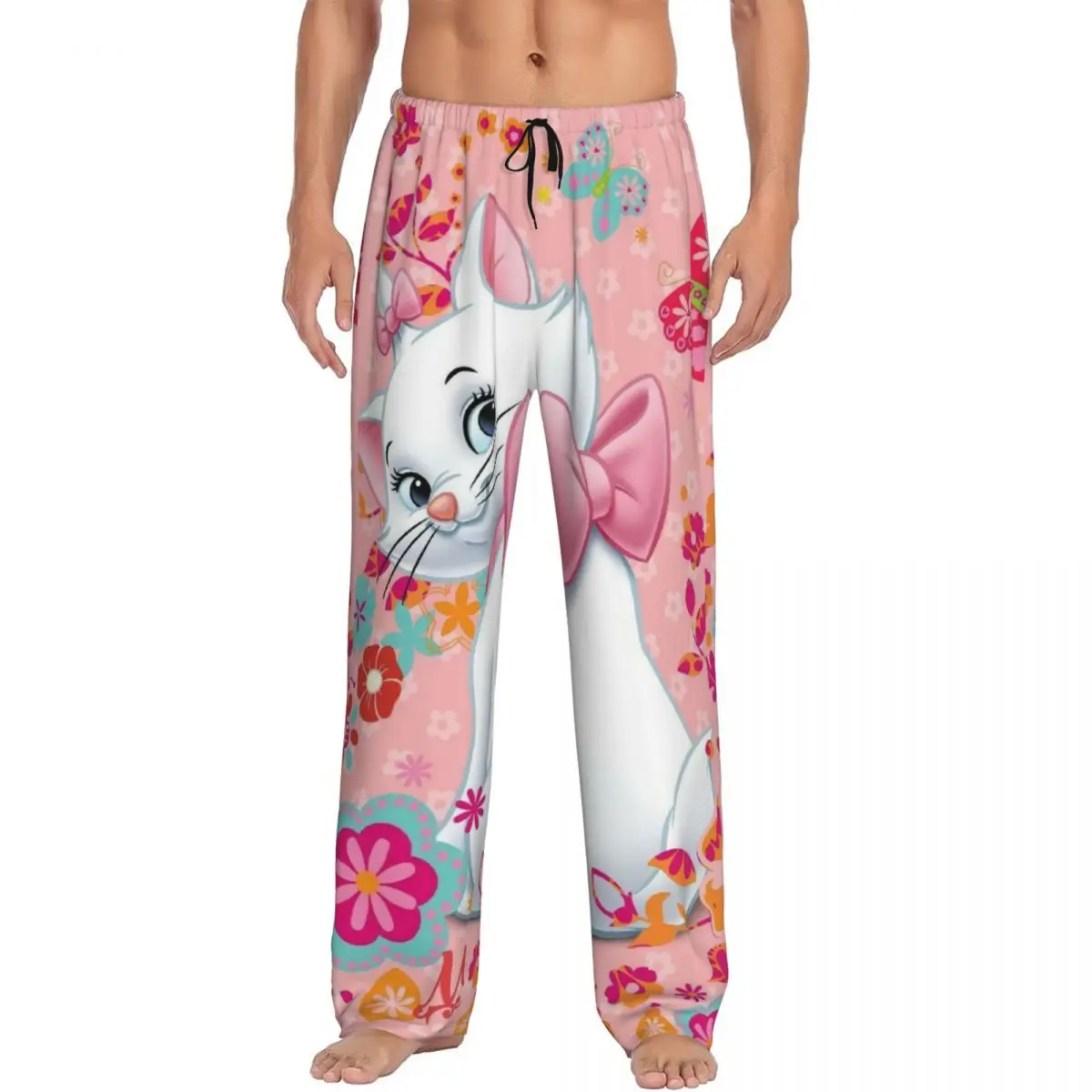 

Custom Cartoon Aristocats Animation Marie Cat Pajama Pants Sleepwear Men Elastic Waistband Sleep Lounge Bottoms with Pockets