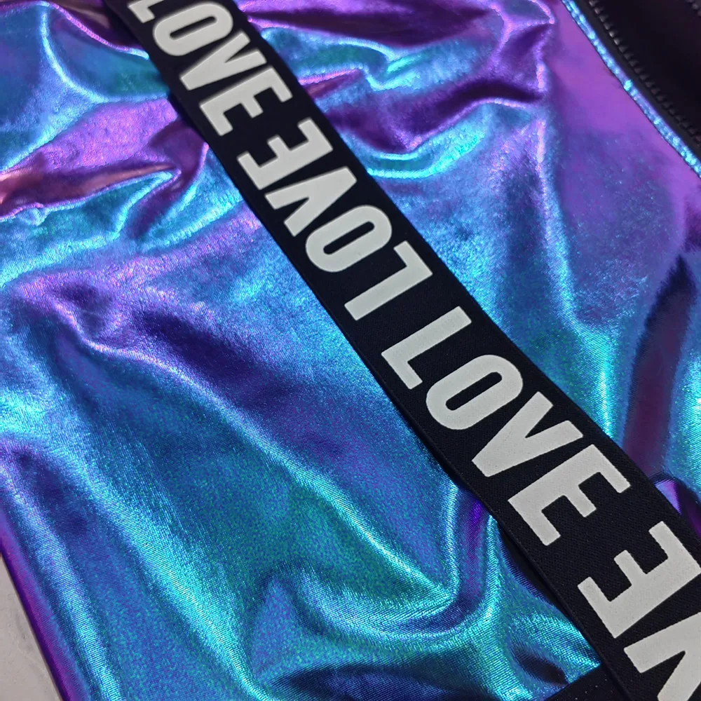 Pantaloni da giacca con cappuccio laser blu viola da uomo Set da ballo jazz hip-hop 2 pezzi discoteca bar cantante festa spettacolo rave outfit costume