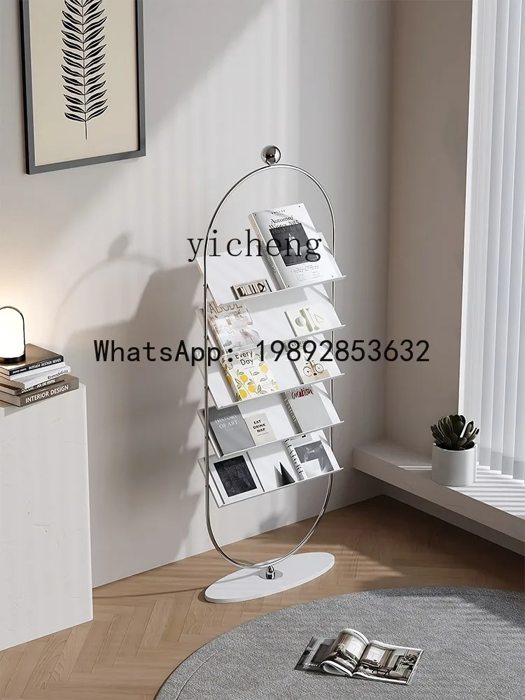 

Bookshelf Newspaper Picture Book Display Rack Reading Stainless Steel Magazine Floor Display Rack