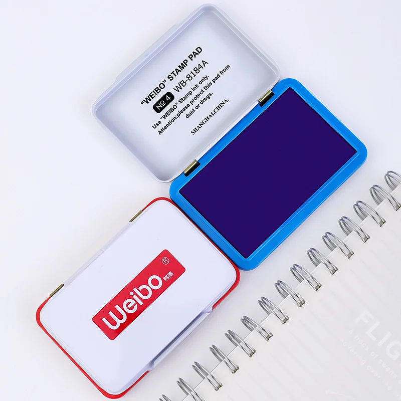 weiboWeibo Stationery Student Quick-Drying Stamp Pad Marks Clear Seal Rectangular Cotton Red Fingerprint Pad