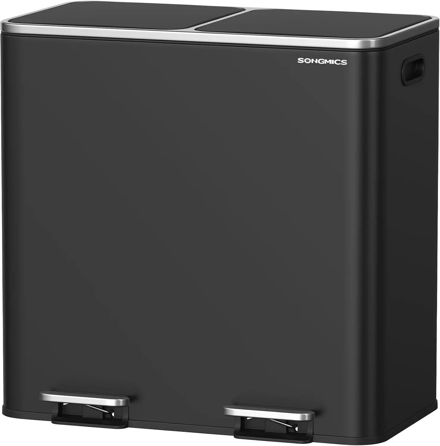

Dual Compartment Kitchen Trash Can with Pedal, 2 x 10.6 Gallon Capacity, Airtight Lids and Removable Buckets, Black