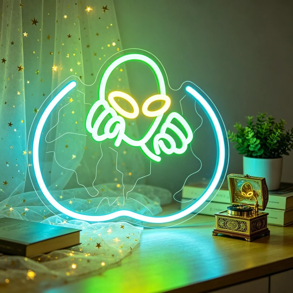 Bedroom Lighting Decor Ideas - Uzaylı UFO Neon Burcu LED Duvar
