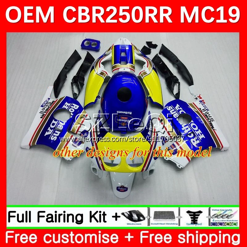 Injection Body For HONDA CBR250RR MC19 CBR250 26No.140 CBR 250 White blue RR CC 250RR 88 89 CBR 250CC 1988 1989 + Decal Fairing