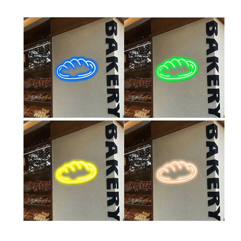 

Fast Foods Neon Sign LED Night Light Food Wall Decor Shop Restaurant Bread Neon sign light
