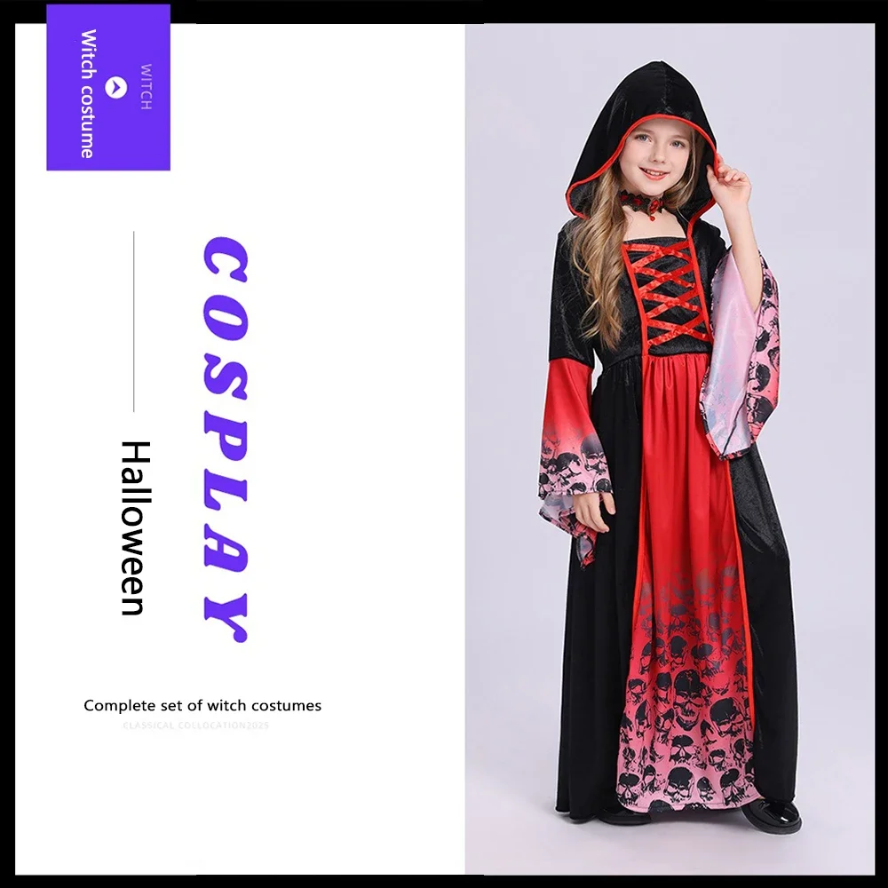 

Костюмы на Хэллоуин для девочек, костюм вампира, платье ведьмы, готическое праздничное нарядное платье, детский жуткий костюм на день рождения