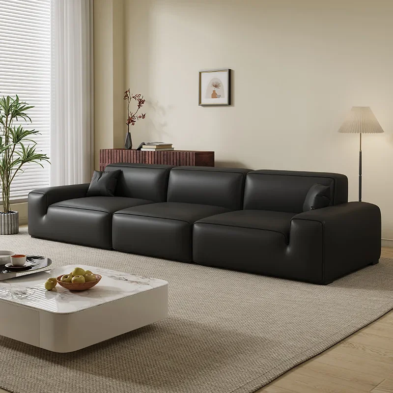 Moderno, semplice, divano, fila dritta, soggiorno, lusso leggero, piccolo appartamento, pelle, divano