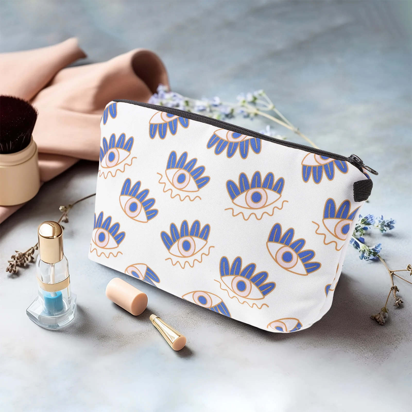 

Evil Eye Small Waterproof Makeup Bag Travel Zipper Pouch Portable Cosmetics Organizer Coin Pouch Makeup Bag for Women Outdoor