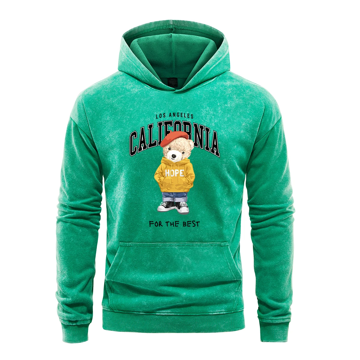 

For The Best Hope Cute Bear California Letter Womens Hoodie Vintage Washed Hoodies 100% Cotton Sweatshirt Sports Shirt Clothing