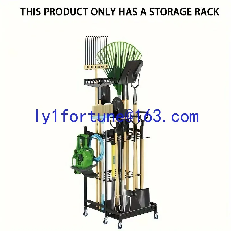 Garden Garden Cleaning Tools Storage Rack Three-layer Wrought Iron Wheel Garden Mobile Agricultural Tools Storage Rack