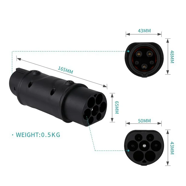 16A 32A Type 2 To Type 1 EV Charging Converter IEC  62196-2 Socket To J1772 Plug Adapter