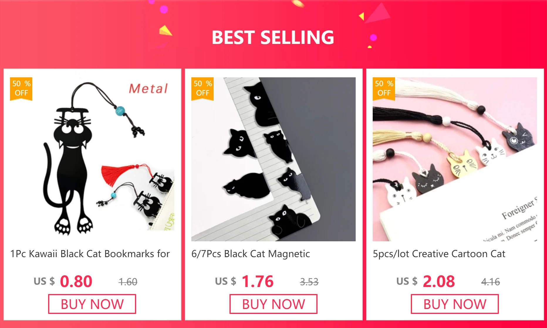 1 Stück Kawaii Schwarze Katze Lesezeichen für Bücher 3D Metall Stereo Tier Lesezeichen für Schüler Lehrer Geschenke Kreatives Briefpapier – Detail 1