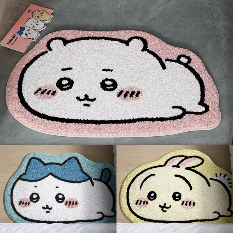 Alfombra de Dibujos Animados, Alfombra de Peluche de Anime Hachiware Usagi, Alfombra Antideslizante para Baño, Cojín para Coche, Alfombra Suave para Decoración de Sala de Estar, Regalos