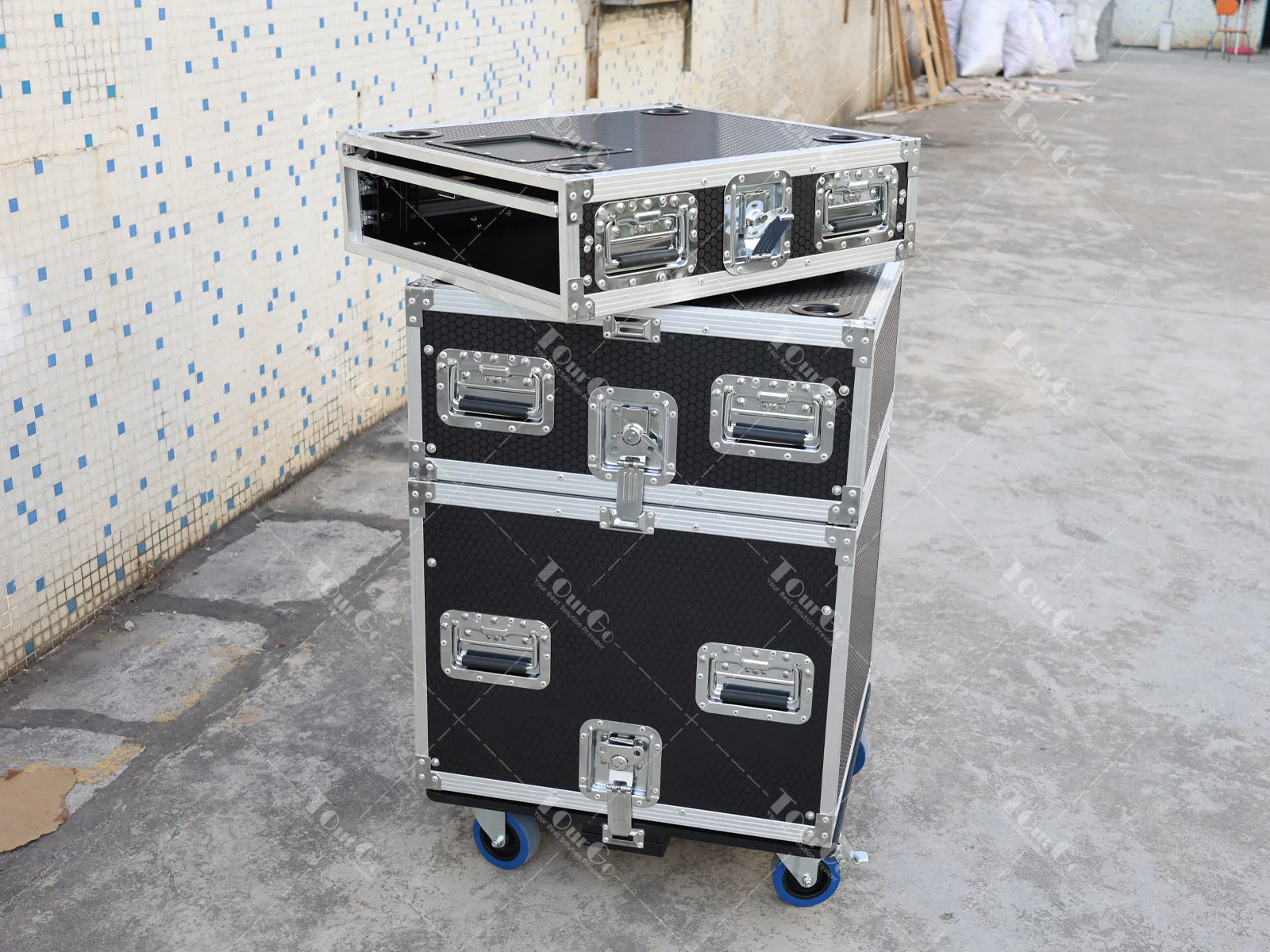 19 polegadas 2U 4U 8U Rack Road Case Slam Door Rack Casos Porta Deslizante Flight Case com Rodízio