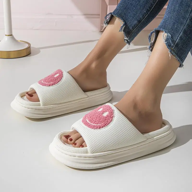Casual Slippers Women Flats Indoor Fashion Designer Shoes Girls Home Elegant Cotton Linen Platform Slipper Ladies Thick Bottom