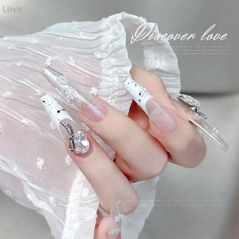 [L&P] ملصقات الأظافر الشارات أنماط ندفة الثلج المتألقة لعيد الميلاد الشتاء صالون الثلج رقاقات الترتر رقائق سبانجلز الفن