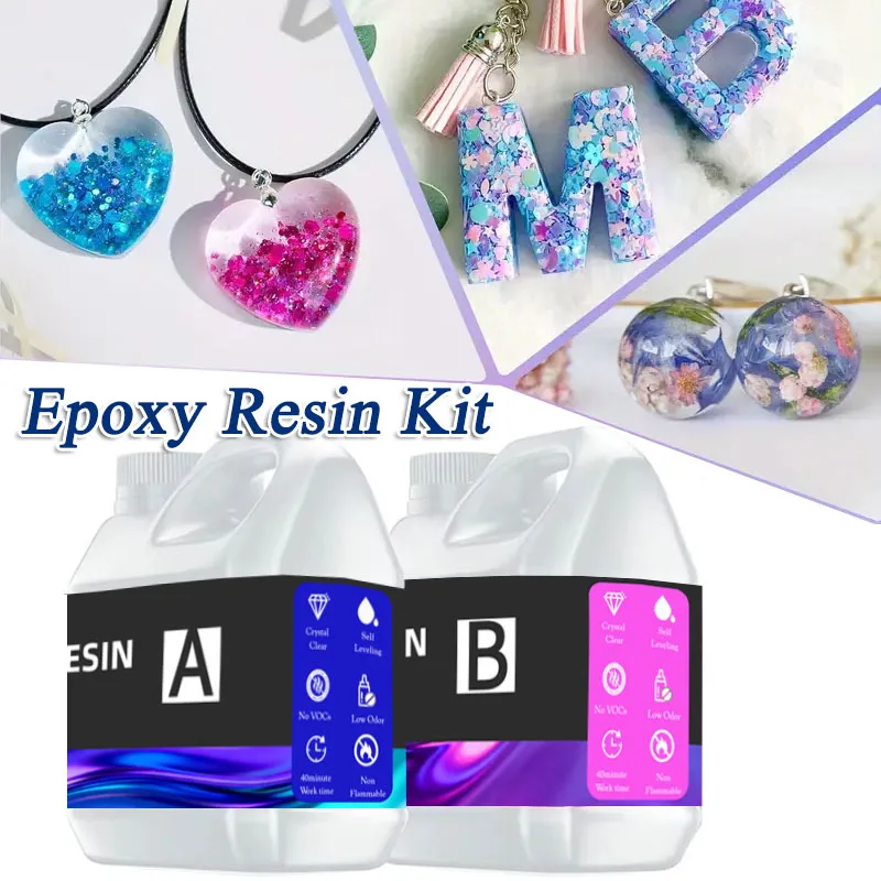 

16.9oz A 16.9oz B Epoxy Resin Kit Super Clear Self Leveling Low Odor Few Bubbles For Coating Table Top Craft Wood Silicone Molds