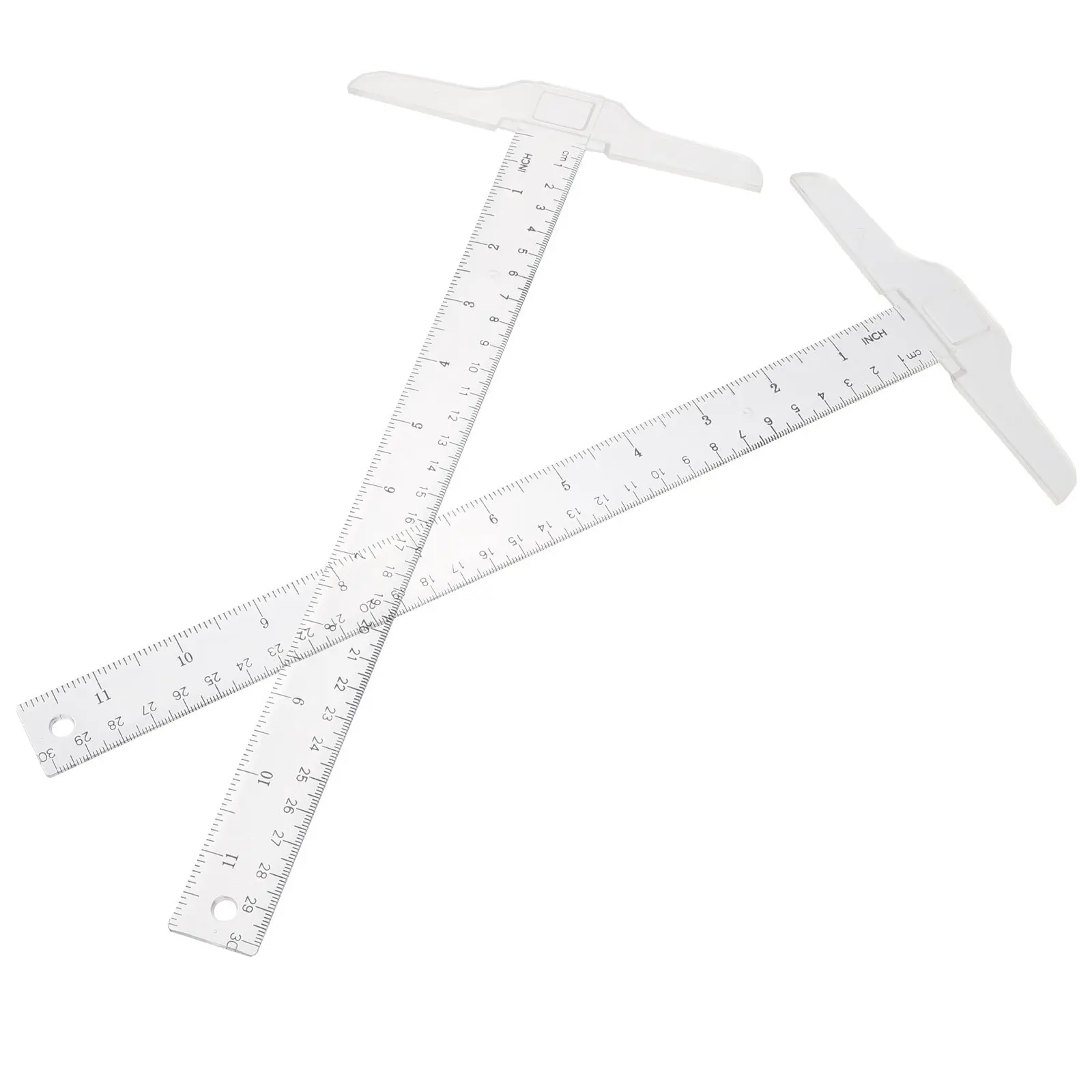 

2Pcs T-Square Ruler Clear Plastic Academic T-Ruler with Dual Scales for Measuring Layouts Drafting Student Design Rulers