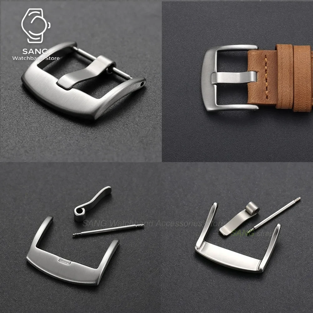 18mm 20mm 22mm Stainless Steel Universal Oil Pressure Pin Clasps Accessories Watch Band Metal Buckle Leather Strap Watch Buckles - view 6