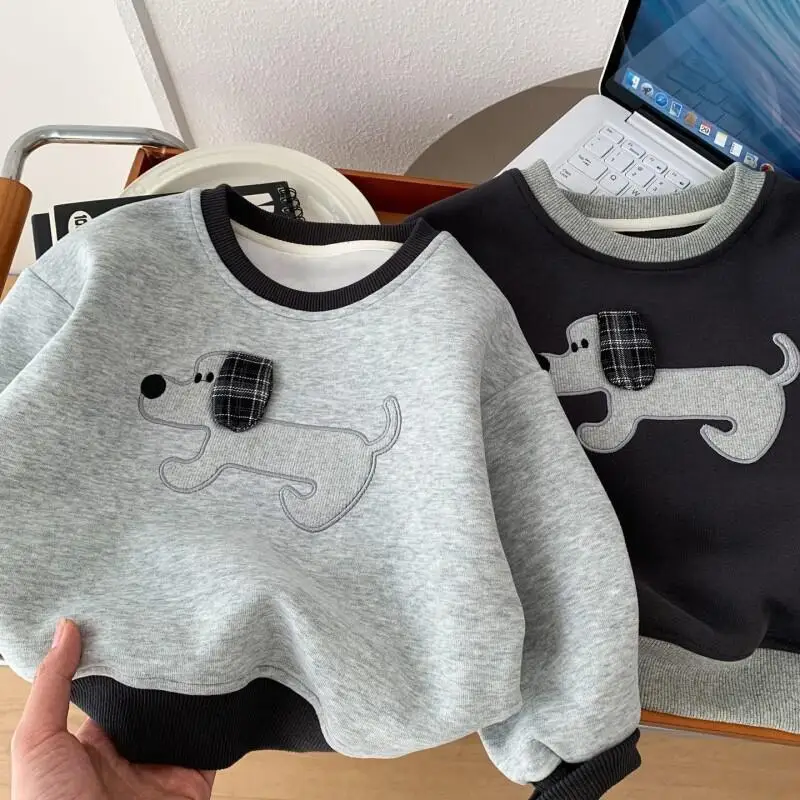 Boys' Hoodie Autumn 2025 New Style Long Sleeved Base Sweater Pullover for Small and Medium-Sized Children