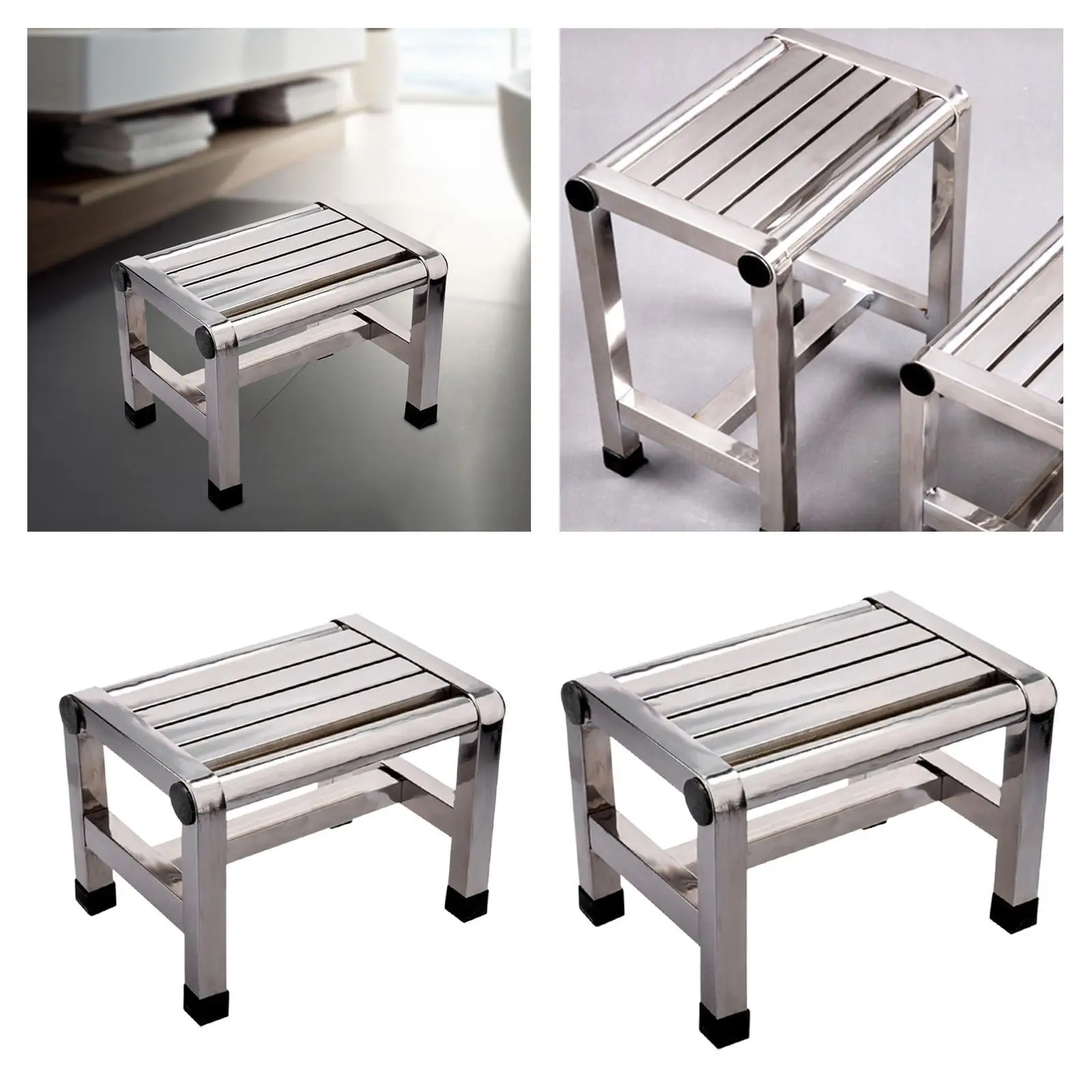 حمام البراز مستقرة عدم الانزلاق الحمام البراز الفولاذ المقاوم للصدأ المعادن خطوة البراز للشقة الرجال النساء المسنين كبار أطفال الأطفال